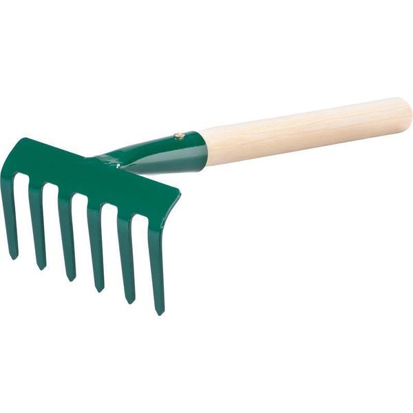 Rastrellino Da Giardino Fed 109/250, 06 Denti, Rastrello, Manico In Legno-image