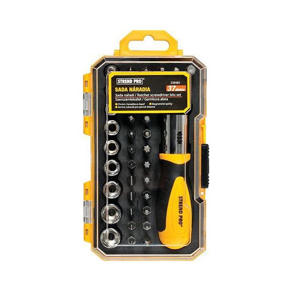 Set Di Inserti E Bussole Strend Pro WT536, 37 Pezzi, Con Cacciavite A Cricchetto-image
