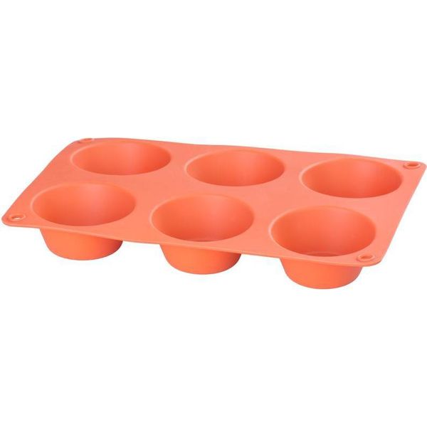 Stampo Magichome, Per Cottura, Per 6 Muffin, Silicone, Rosso, 23,7X16X3 Cm-image