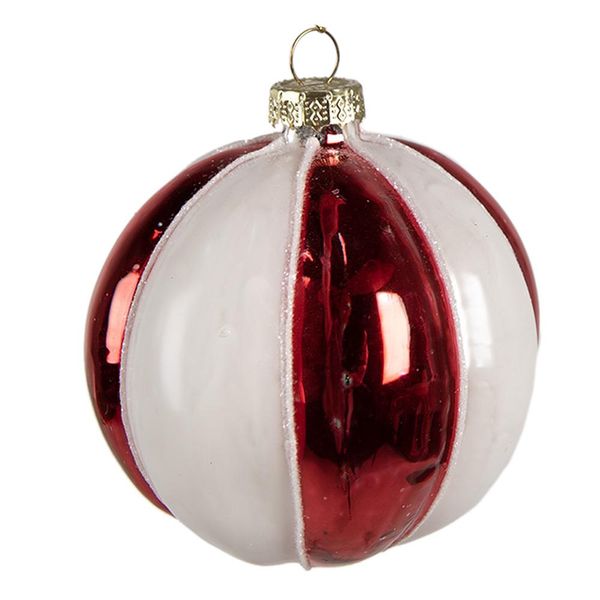 Guaina Natalizia Clayre & Eef Ø 8 Cm In Vetro Bianco Rosso-image
