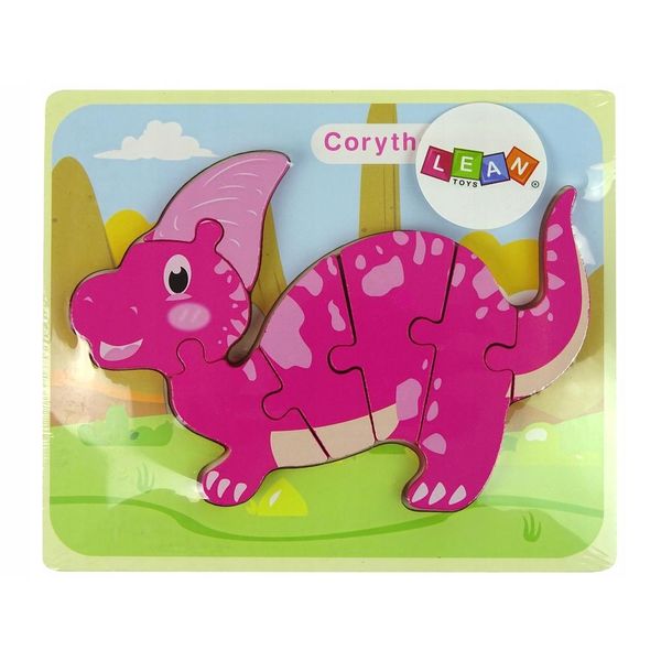 Puzzle In Legno Dinosauro Corythosaurus Rosa Spinosaurus Viola-image