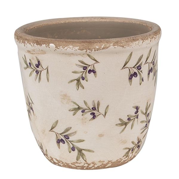 Vaso Da Fiori Clayre & Eef Ø 11X10 Cm Olivi In Vetroceramica Blu Beige-image