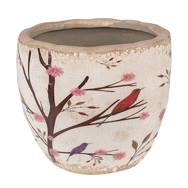 Vaso Da Fiori Clayre & Eef Ø 13X11 Cm Rami In Ceramica Beige Marrone-image