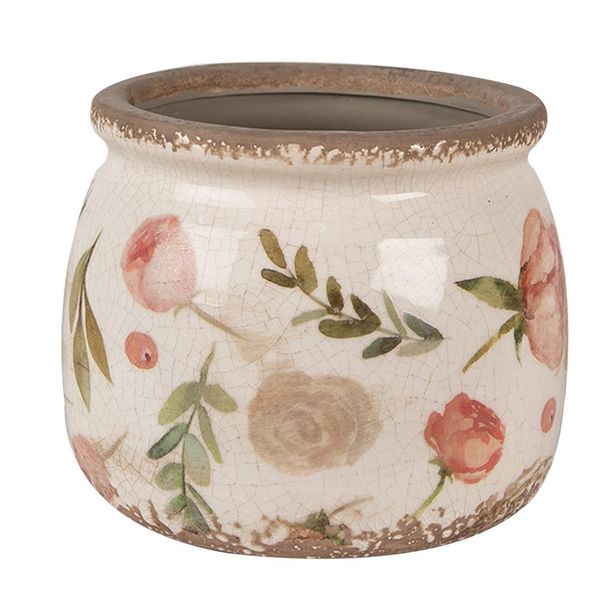 Vaso Da Fiori Clayre & Eef Ø 16X13 Cm Fiori In Vetroceramica Rosa Beige-image