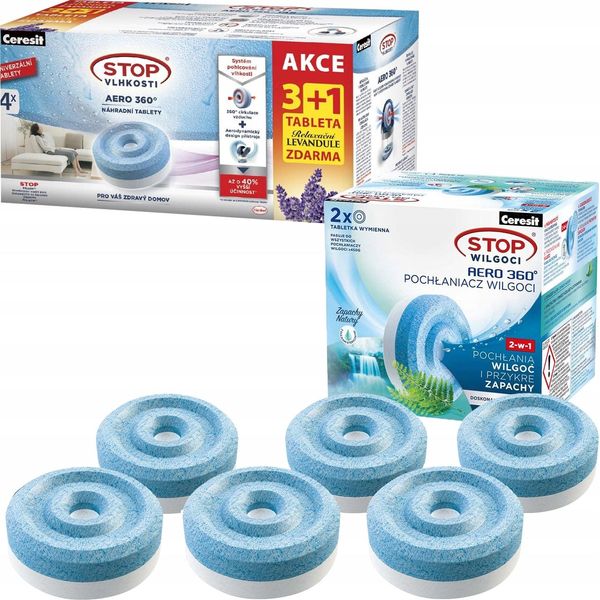 Ceresit Compresse Assorbenti 450G 6 Pezzi (1X Lavanda 3X Natura 2X Cascata Di Montagna)-image