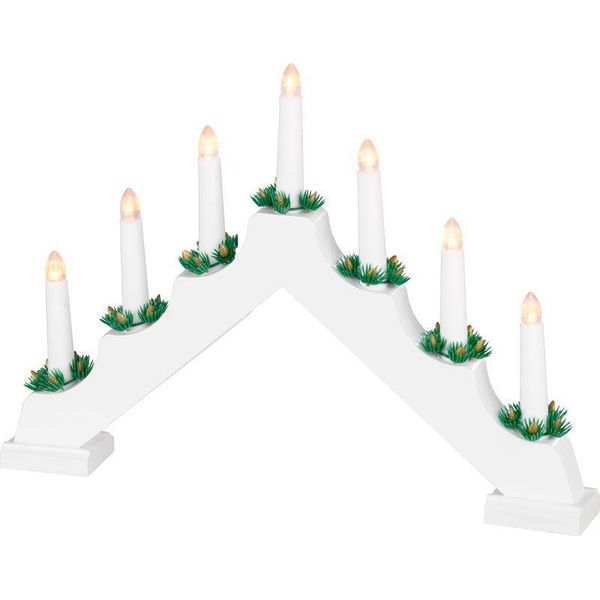 Portacandele Magichome Natale, 7X Led Bianco Caldo, Bianco, 2Xaa, Per Interni, 39X4,5X29 Cm-image