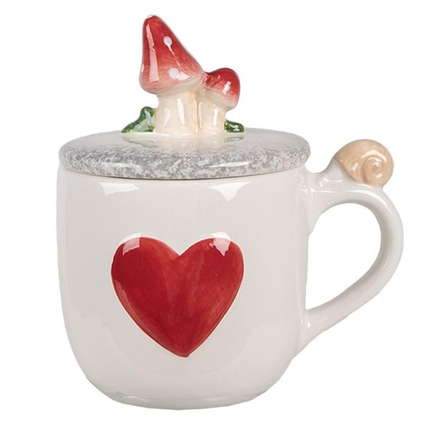 Tazza Clayre & Eef 400 Ml Funghi In Ceramica Bianca E Rossa-image