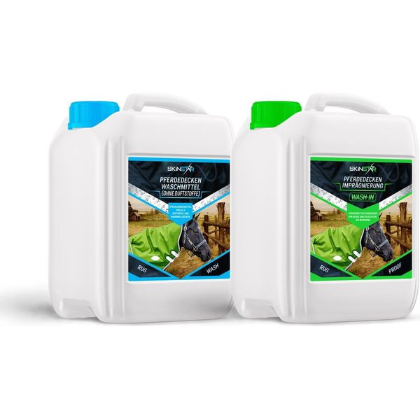 Skinstar Detergente Per Tappeti Per Cavalli Senza Profumi + Impregnante Per Lavaggio 2,5 Litri Ciascuno-image