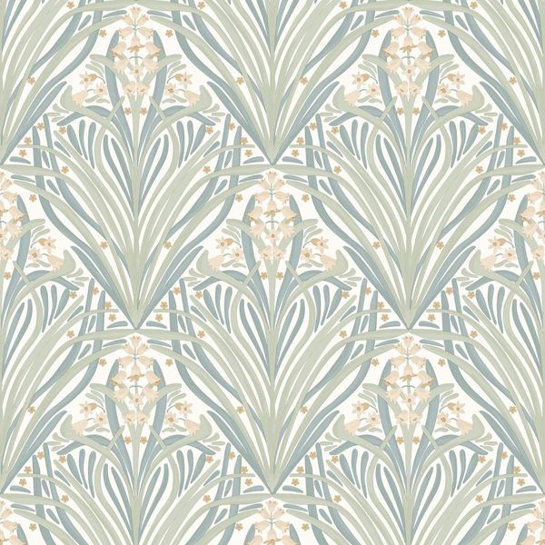 Muriva - Carta Da Parati "Elegance"", Campanule AG2842 (10 M X 53 Cm) (Crema/Salvia)"-image