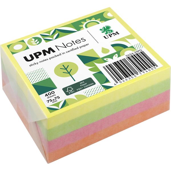 Upm Notes Sticky Note 5654-39PG Brillante 75X75Mm 400 Fogli Colorati-image