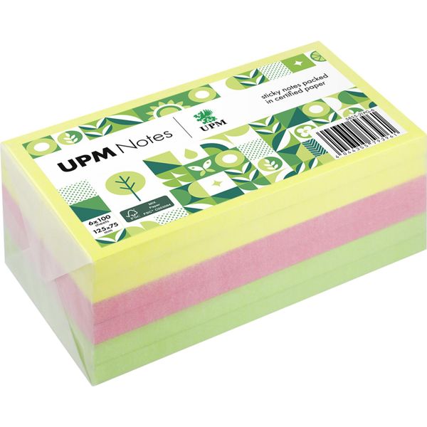 Upm Notes Sticky Note 5855-21PG-6 Brillante 125X75Mm 100 Fogli Assortiti 6 Pezzi.-image