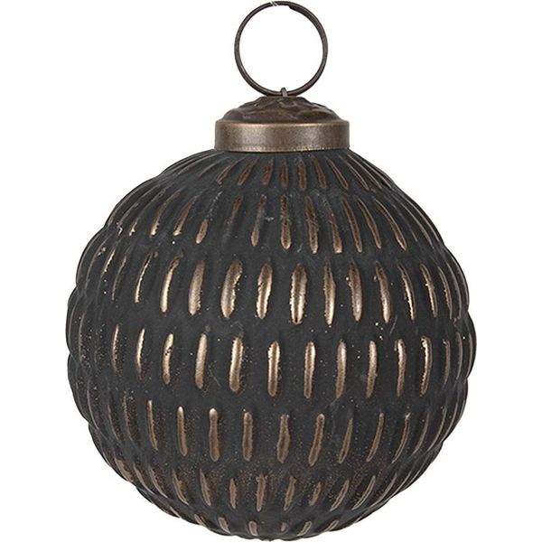 Guaina Natalizia Clayre & Eef Ø 8X8 Cm Vetro Color Oro Grigio-image