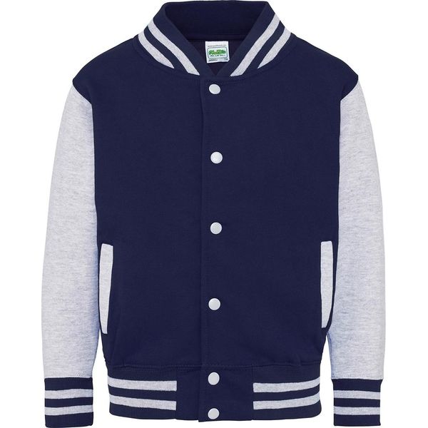 Awdis - Giacca Varsity (Stile College Americano) Per Bambini PC7314 (104) (Blu Navy/Grigio Screziato)-image