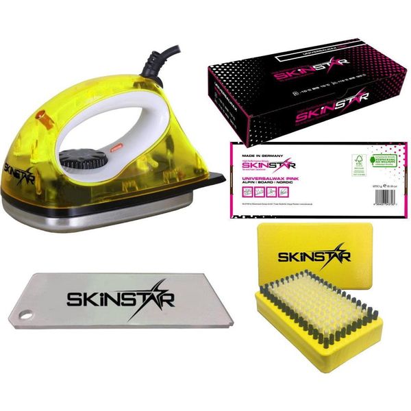 Skinstar Set Iniziale Di Cera Da Sci, Ferro Da Stiro Spazzola Cera Giallo-image