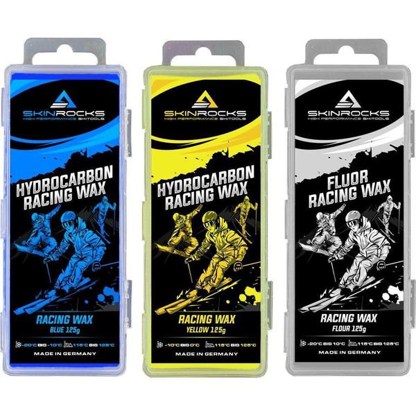 Skinrocks Hydrocarbon Fluor Professional Wax Mix Sci Ll Snowboard Cera Blu-Gialla 375G-image