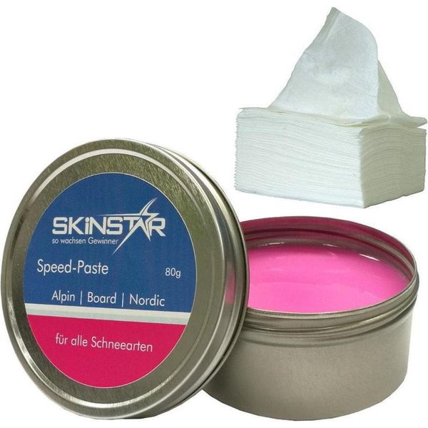 Skinstar Racing Speed Paste Skiwax Sciolina Da Sci 80G Panno Di Lucidatura In Pile Panni Di Pulizia-image