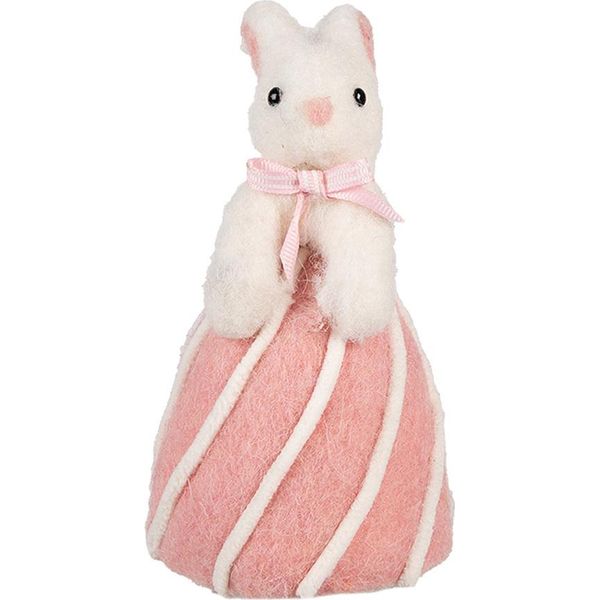 Clayre & Eef Figurina Decorativa Coniglio Ø 12X21 Cm Bianco Rosa Terracotta-image