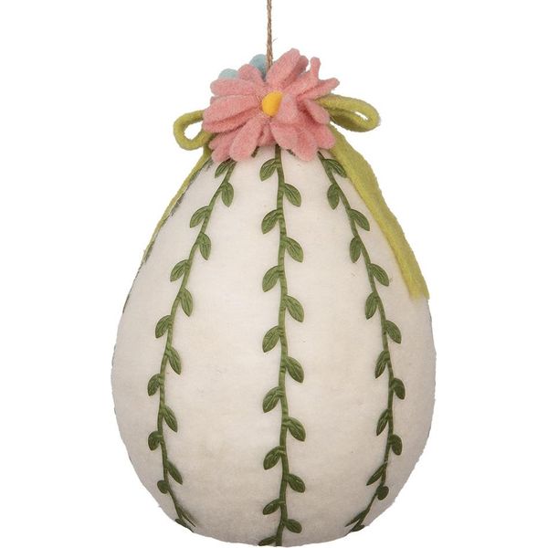 Ciondolo Uovo Di Pasqua Clayre & Eef Ø 18X27 Cm Tessile Bianco-image