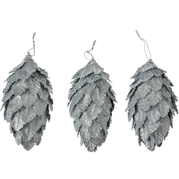 Clayre & Eef Ciondolo Decorativo Fiori Ø 7X13 Cm Plastica Color Argento-image