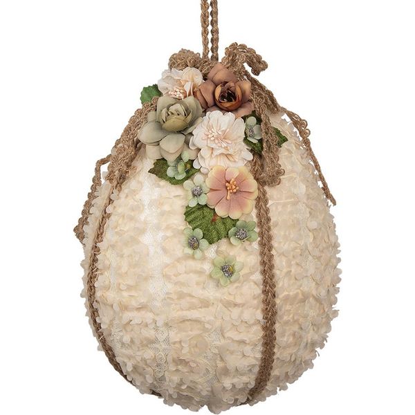Clayre & Eef Uovo Di Pasqua Pendente Ø 20X29 Cm Tessuto Beige-image