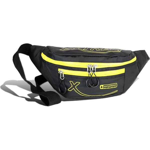 Borsa Street Synthetic Bag Ladies Mens Belt Bag Black Yellow D2OTJ509Y-image