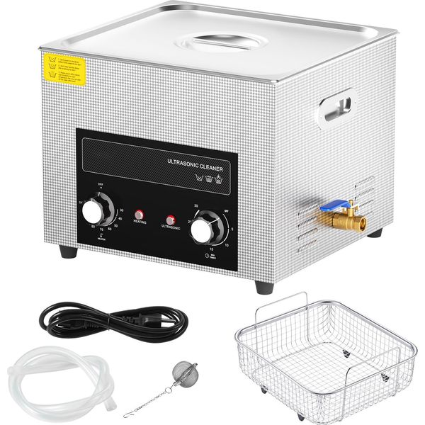 Succebuy 15L Pulitore Ad Ultrasuoni, Macchina A Cavitazione Sonica Digitale Da 360 W Con Riscaldatore E Timer, Per Strumenti Di Laboratorio, Parti Di Auto, Carburatori, Parti Metalliche, Ottone-image