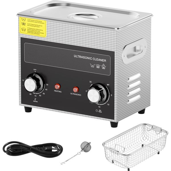 Succebuy Pulitore A Ultrasuoni Da 3 Litri, Macchina A Cavitazione Sonica Digitale Da 120 W Con Riscaldatore, Timer E Cestello Per Orologi, Occhiali, Monete, Parti Metalliche, Utensili-image