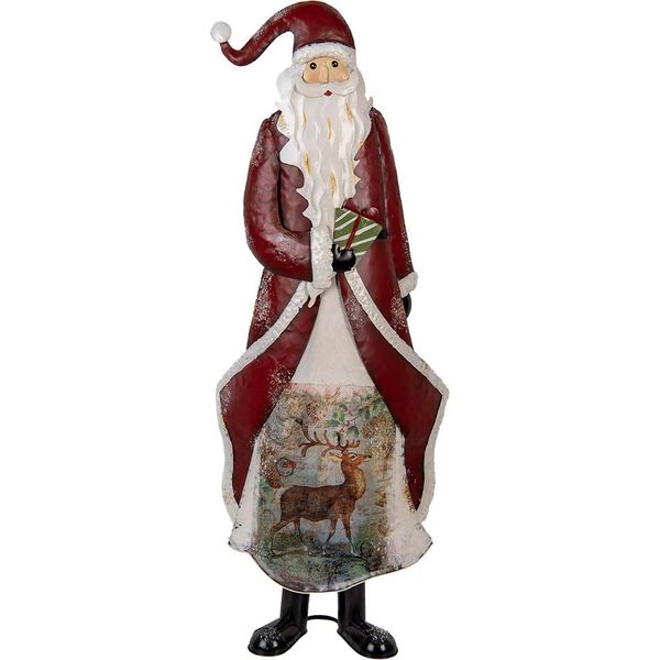 Clayre & Eef Decorazione Natalizia Figura Babbo Natale 33X16X85 Cm Metallo Rosso-image