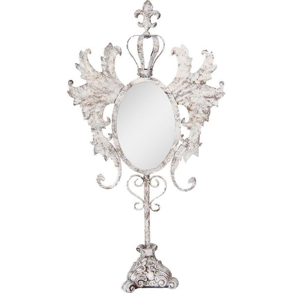 Clayre & Eef Specchio Da Tavolo 37X14X68 Cm Metallo Bianco-image