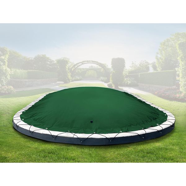 Copertura Per Piscina Gonfiabile Ovale Airdeluxe® (4,50 M X 3,00 M, Verde) Incl. Pompa D'aria Elettrica, Copertura In Telone Da Camion - Copertura Invernale Stabile Per Piscina-image