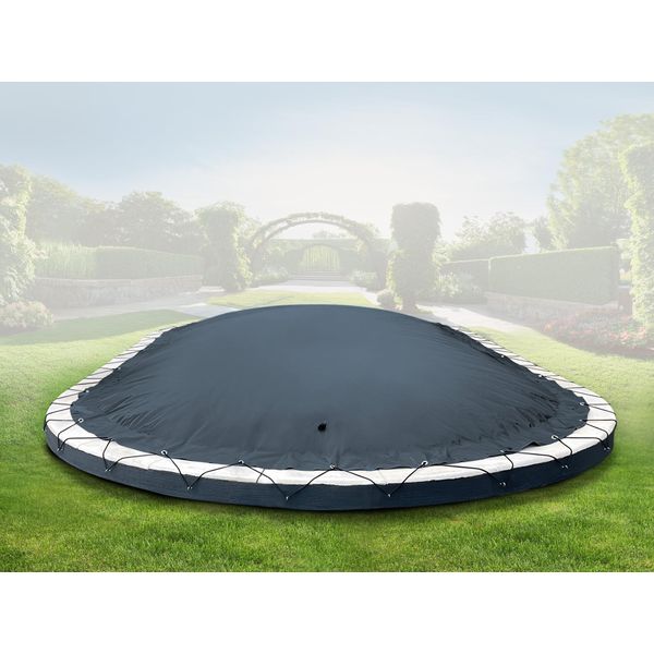 Copertura Per Piscina Gonfiabile Ovale Airdeluxe® (4,90 M X 3,00 M, Antracite) Inclusa Pompa D'aria Elettrica, Copertura In Telone Da Camion - Copertura Invernale Stabile Per Piscina-image