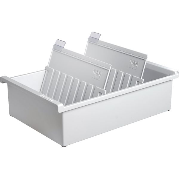 Han 955-0-11 Vaschetta Porta Schede A5 Orizzontale, Per 1300 Schede, Grigio Chiaro-image