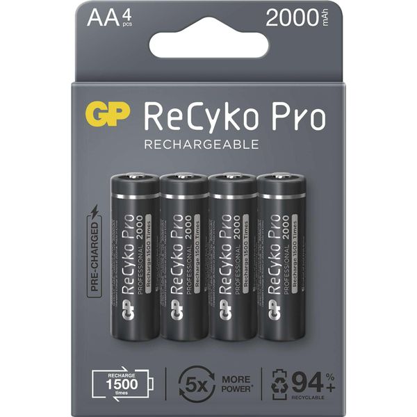 4 X Aa / R6 Wiederaufladbare Batterien Gp Recyko Pro Ni-Mh 2000Mah-image