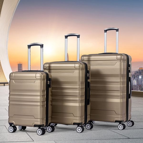 Flieks Set Di 3 Valigie Da Viaggio A Guscio Duro Con Chiusura Tsa E Ruote Piroettanti M+L+Xl, Set Di Valigie Da Viaggio Con Ruote-image