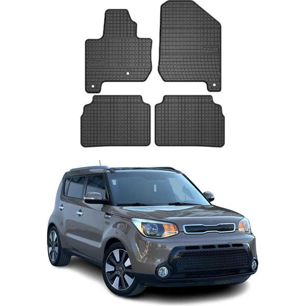 2014-2019 Kia Soul Ev Tappetini In Gomma Nera 4 Pz-image