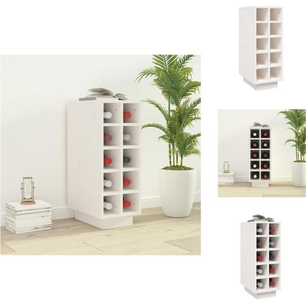 Vidaxl Portabottiglie Bianco 23X34X61 Cm In Legno Massiccio Di Pino - Portabottiglie-image
