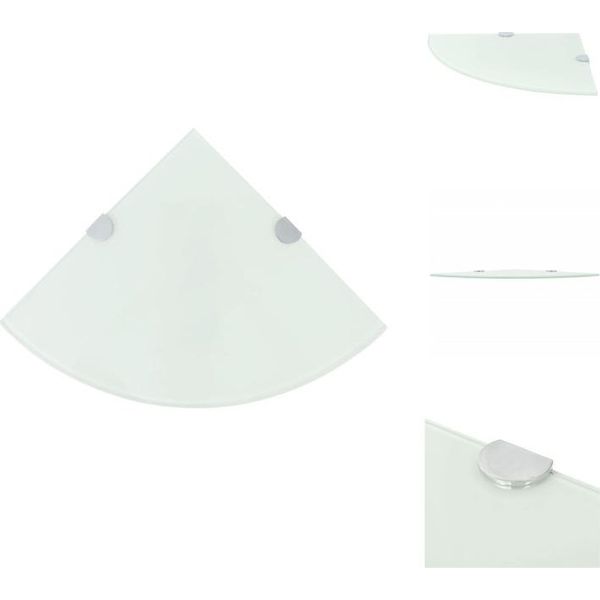 Vidaxl Mensola Ad Angolo Con Staffe Cromate In Vetro Bianco 25 X 25 Cm - Mensole A Muro-image