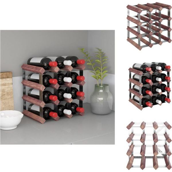 Vidaxl Portabottiglie Per 12 Bottiglie In Legno Di Pino Massiccio Marrone - Portabottiglie Per Vino-image