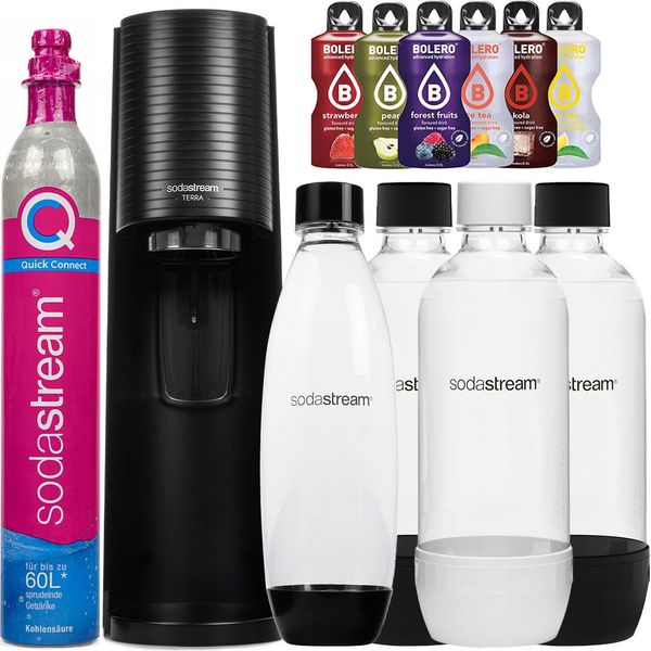 Sodastream Terra Black Una Bottiglia + Bottiglie Sodastream 3X 1L Standard + Bolero-image