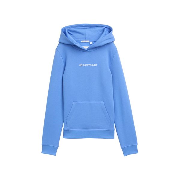 Tom Tailor MäDchen Hoodie Sweatshirt Mit Logo-Print, Blau, Uni, Gr. 176-image