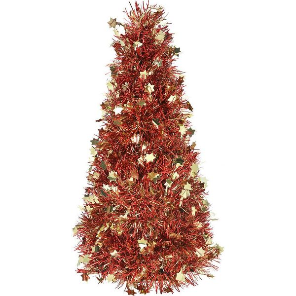 Clayre & Eef Decorazione Natalizia Albero Di Natale Ø 12X27 Cm Plastica Color Oro-image