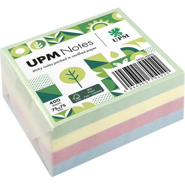 Upm Notes Sticky Note 5820-98PG Pastello 75X75Mm 400 Fogli Colorati-image