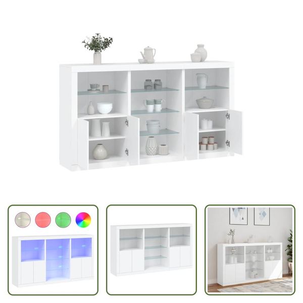 The Living Store Credenza Con Luci Led Bianca 181,5X37X100 Cm-image