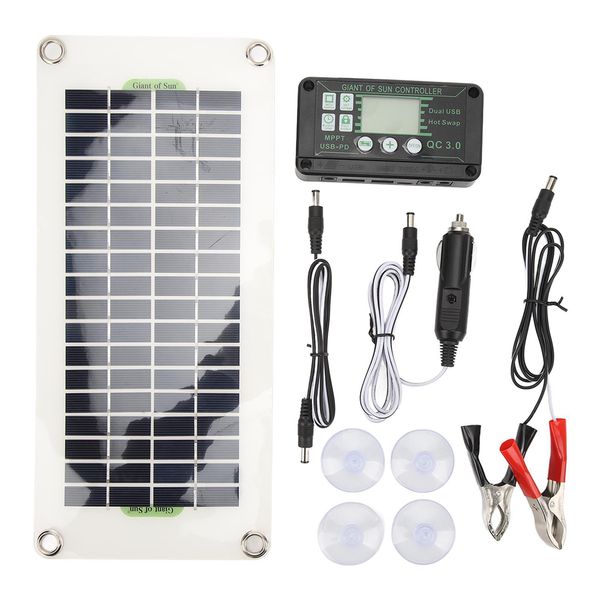 Kit Di Pannelli Solari Per Camper, 30 W, Caricabatterie Pet Al Polisilicio Con Regolatore Di Tensione Di Carica Da 50 A Per Cabine, Barche E Marine-image