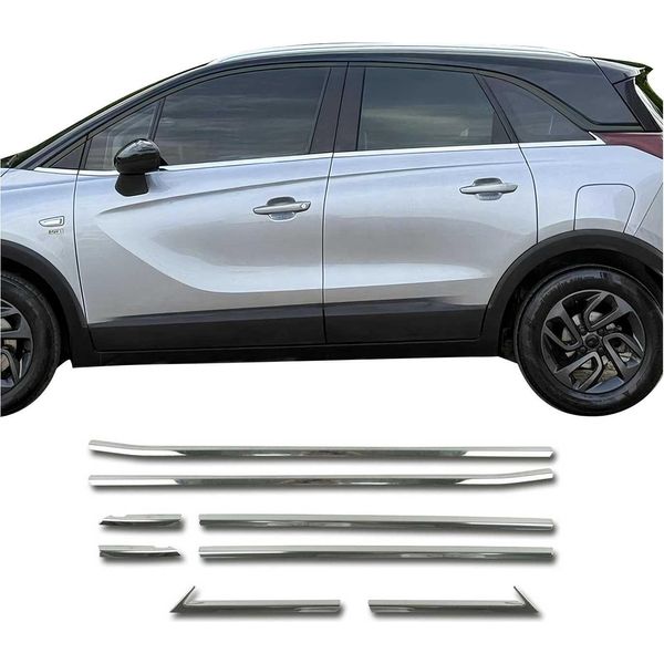 Modanature Per Finestrini Per Opel Crossland X 2017-2025 In Acciaio Inox Cromato 8Pz-image