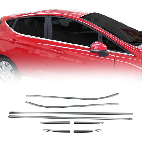 Modanature Per Finestre Per Ford Fiesta Hatchback 2017-2021 In Acciaio Inox 8Pcs-image