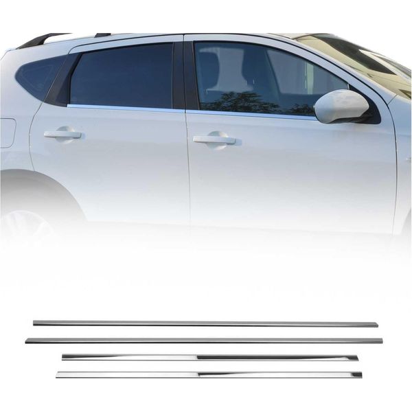 Modanature Per Finestre Per Nissan Qashqai J10 2006-2014 In Acciaio Inox Cromato 4Pcs-image