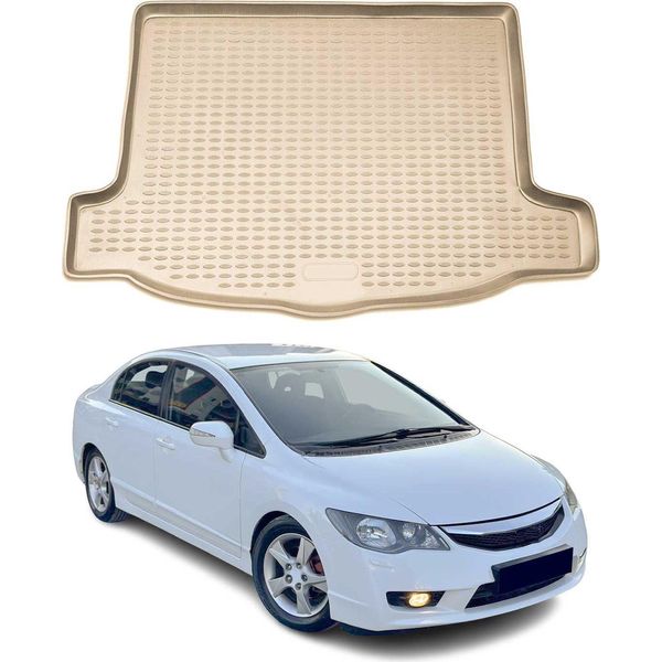 Tappetino Per Bagagliaio Vassoio Per Honda Civic 2006-2012 Gomma Tpe Beige-image