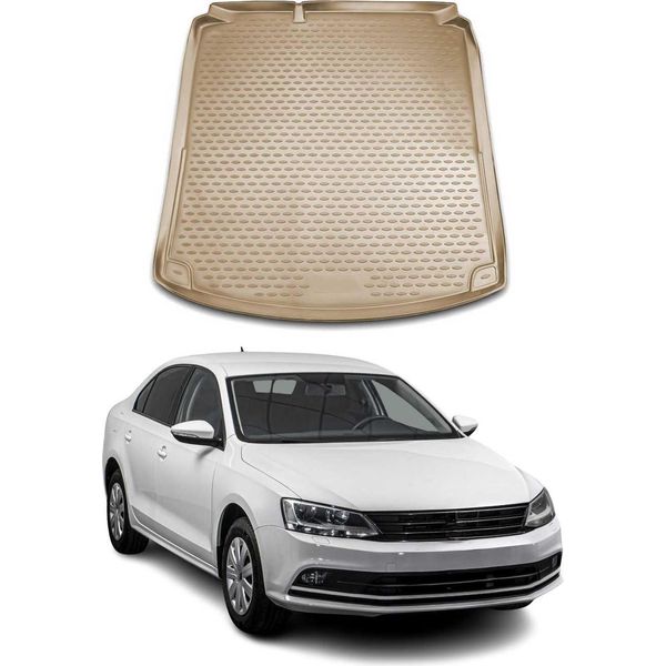 Tappetino Per Bagagliaio Vaschetta Per Vw Jetta 2010-2018 Gomma Tpe Beige-image
