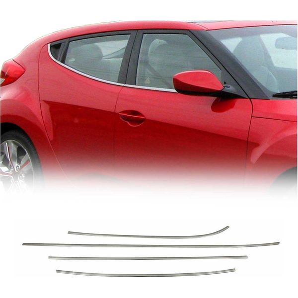 Modanature Per Finestre Per Hyundai Veloster 2011-2019 In Acciaio Inox Cromato 4Pcs-image